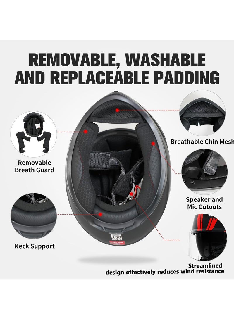 عام خوذة دراجة نارية تغطي الوجه بالكامل، خفيفة الوزن، مقاومة للصدمات، مزودة ببطانة تسمح بمرور الهواء، وهي ملحق رائع للقيادة، وخوذة سباق مناسبة لجميع الفصول، وللرجال والنساء على حد سواء. - Image 2